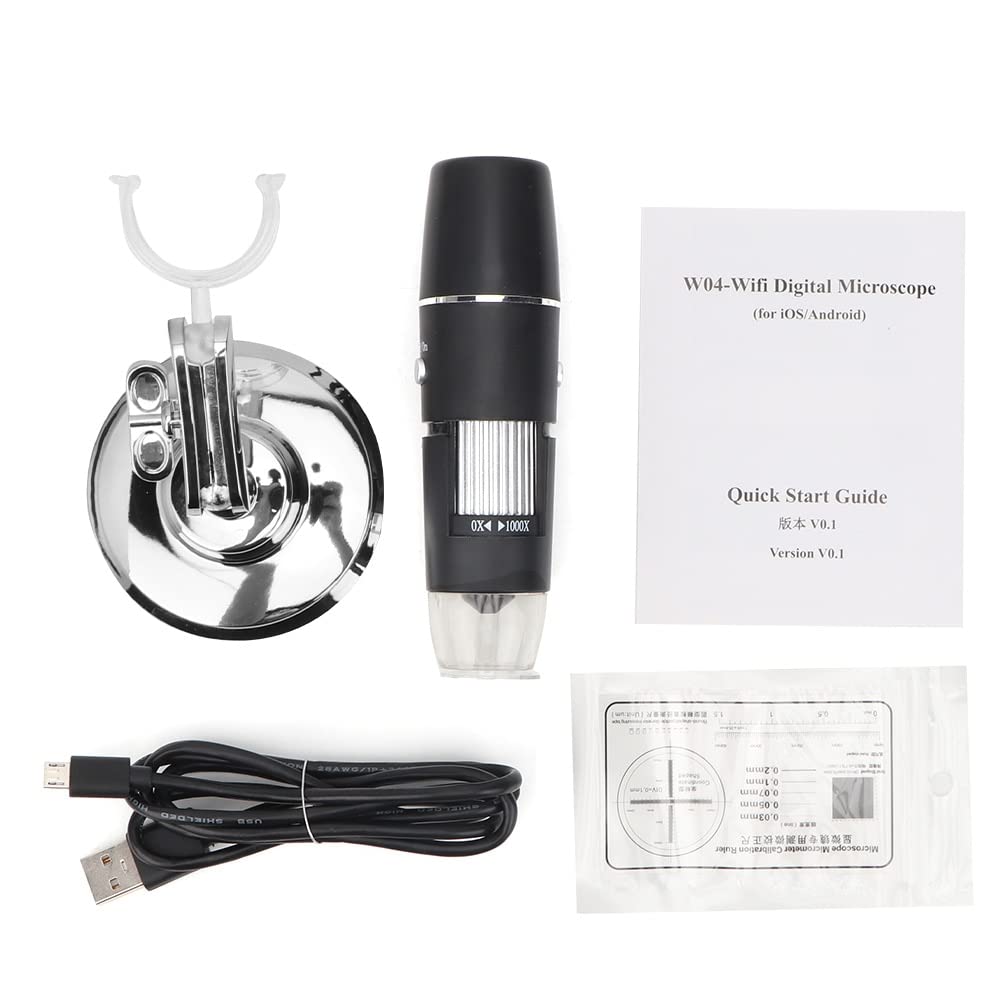 Kit de Accesorios para microscopios W04 Microscopio Digital Lupa WiFi inalámbrico 8LED 1000X 2MP 1080P Cámara Portaobjetos de microscopio