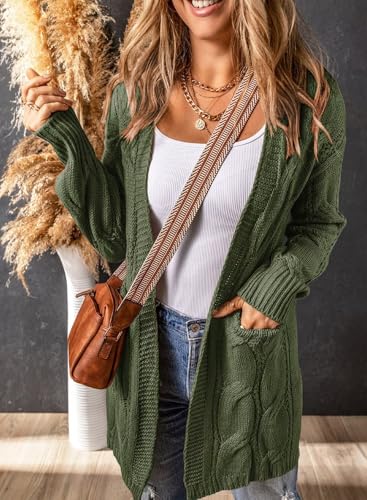 Image of SHEWIN Womens Open Front Long Sleeve Oversized Cardigan Sweaters Knit Coats with Pockrts