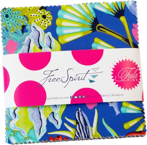 Tula Pink Floral Reef Charm Pack 42 5-inch Squares FreeSpirit Fabrics