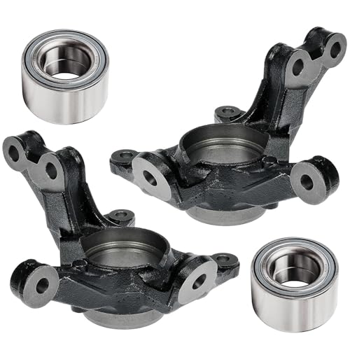 Image of Detroit Axle - 4pc Front Loaded Knuckles Kit for 2009-2019 Toyota Corolla 2009-2013 Matrix, 2 Steering Knuckles 2 Press Wheel Bearings 2010 2011 2012 Driver and Passenger Side Replacement
