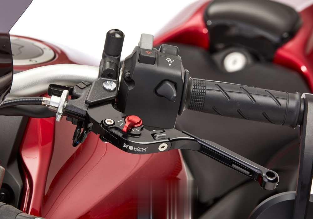 PROTECH - Leva frizione rosso/nero compatibile con Yamaha MT-03 2017-2019 RH12 regolabile I pieghevole