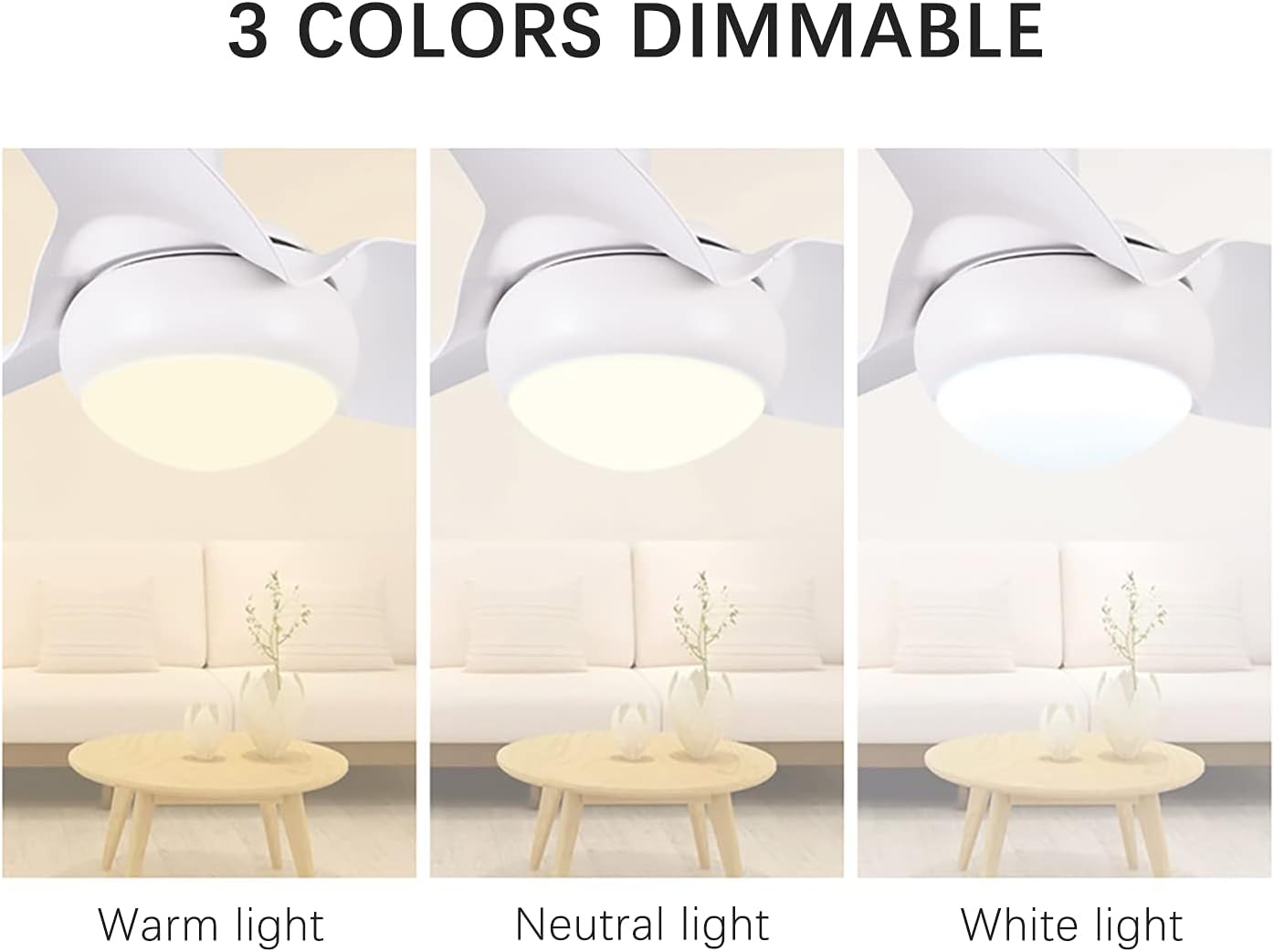 YUEGOO Ceiling Fans with Lights and Remote Ceiling Fans with Lamps,Silent in Lighting Ceiling Fan Lighting Dimmable Ceiling Fan with Lighting Led Light/White