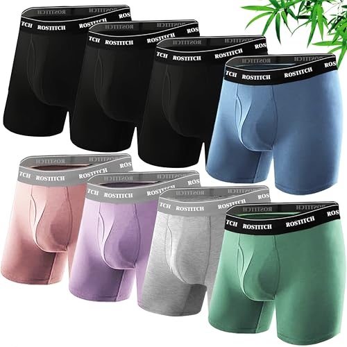 Mens underwear Upgrade bamboo boxer briefs Breathable,cool dry Soft with Fly,Super elasticity,Multipack