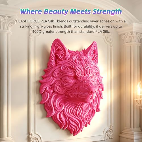 Image of FLASHFORGE Silk+ PLA Filament 1.75mm Pink, Silky Texture 3D Printing Filament, Enhanced Layer Adhesion with Stunning Surface Finish; Chrome-Like Brilliance and Silk-Smooth Perfection