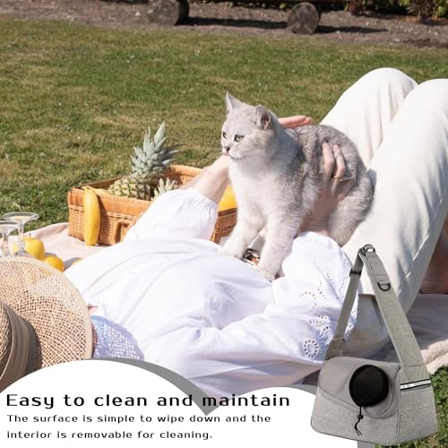 Transportín de tela transpirable para gatos y perros pequeños con bolsillo 5