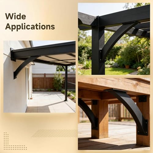 Soporte de Ángulo Interior de 45 Grados para Vigas y Postes de Madera, Soporte Angular para Pergolas, Gazebos y Porches, Resistente, 8 Piezas miniatura 4