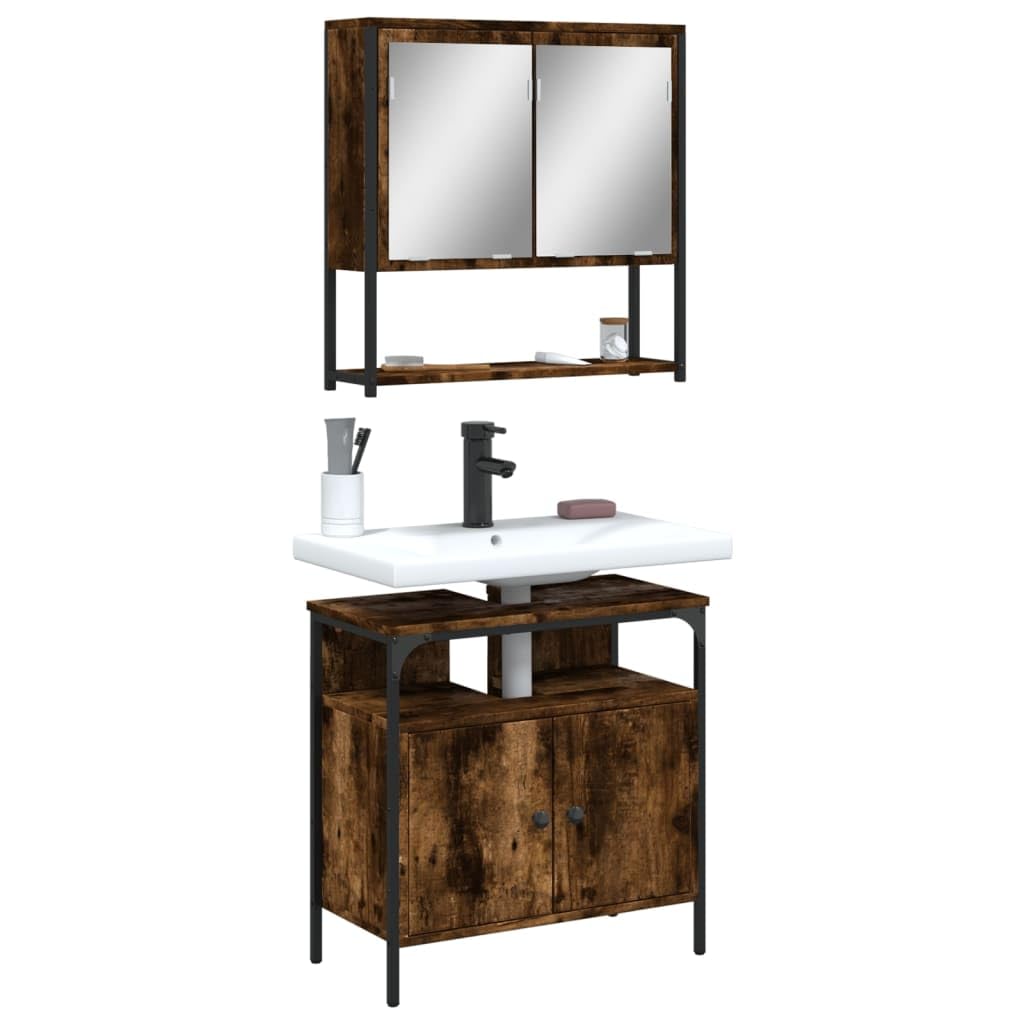 SKM Bathroom Furniture Set Smoked Oak,Brown (Weight 53.02KG)