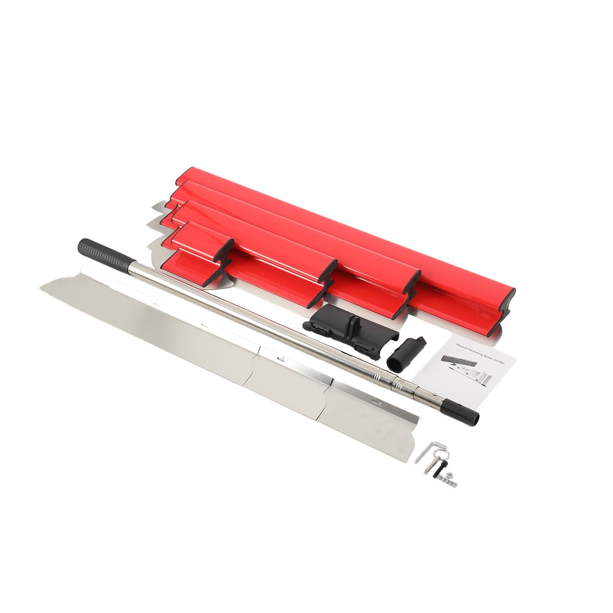 Spatola per Stucco con Lama in Acciaio Inox e Asta Telescopica 2m, Set Professionale per Cartongesso, Pareti e Soffitti, Lisciante Multifunzionale per Livellamento e Rasatura
