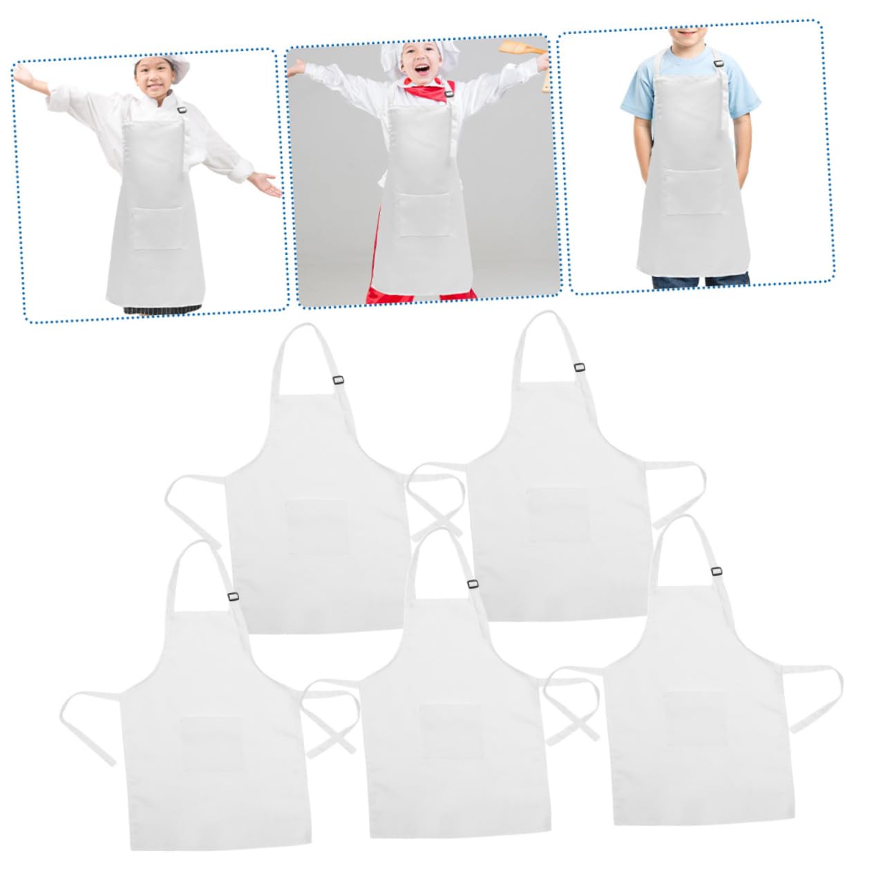 Delantal de Pintura para Niños, Poliéster Blanco, Ajustable y Reutilizable, Ligero y Cómodo, Adecuado para Manualidades y Dibujo