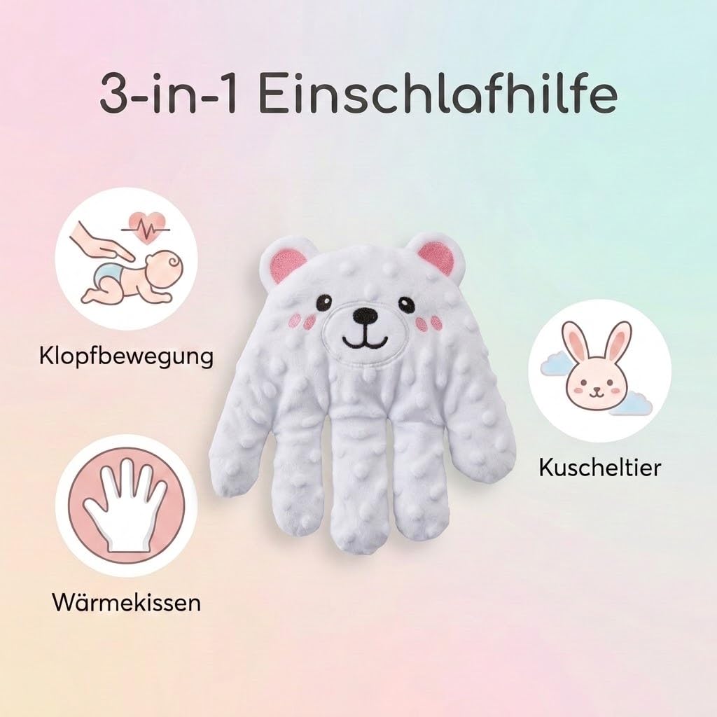 H.V. 3-in-1 Weißer Bär | Plüschtier mit Bewegungsfunktion & Fernbedienung | Abnehmbares Wärmekissen | Waschbarer Bezug | Atmungsaktive Materialien
