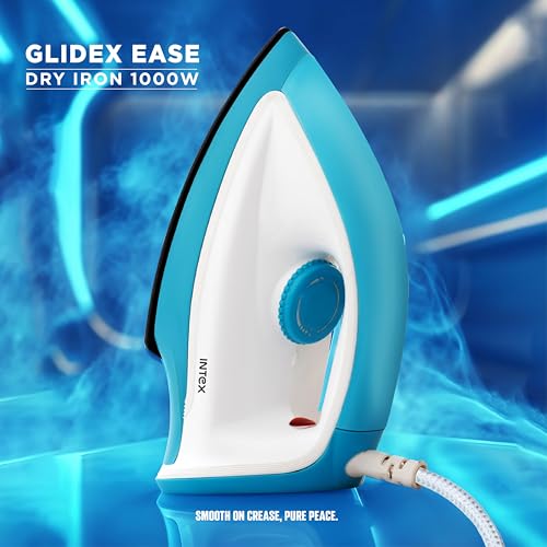 Image of Intex Glidex Ease Dry Iron 1000W | Non-Stick Soleplate | Adjustable Temperature Control | Shock Proof Lightweight Dry Iron | Thermal Protection | Fast & Smooth Ironing for Home Use | 2 Year Warranty