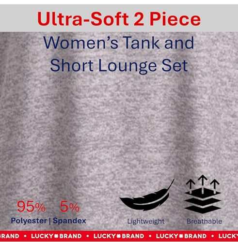 Image of Lucky Brand Womens 2 Piece Lounge Set, Lightweight Soft Pajamas Sleepwear Crossback Tank Top and Sleep Shorts
