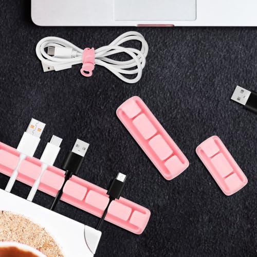 15 piezas clips de silicona para sujetar cables para escritorio, organizador adhesivo para cables, soporta cargadores de laptop y teléfono, fácil acceso en el escritorio miniatura 5