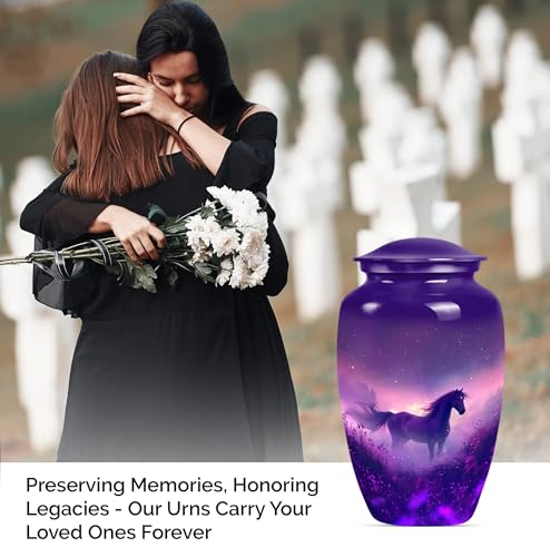 Image of Horse Urn for Ashes - Large 10 Inch Cremation Urns for Human Ashes Adult Male - Memorial Urns for Adult Mom - Decorative Ash Holders - 10 inch & 3 inch Pack of 3