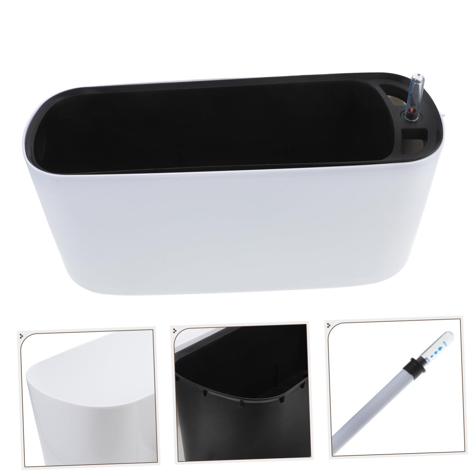 Toddmomy Pot de Fleur Auto Irrigant Rectangulaire avec Indicateur de Eau Pot pour Balcon et Intérieur Auto Arrosage Pratique pour Plantes et Fleurs Moyenne Blanc