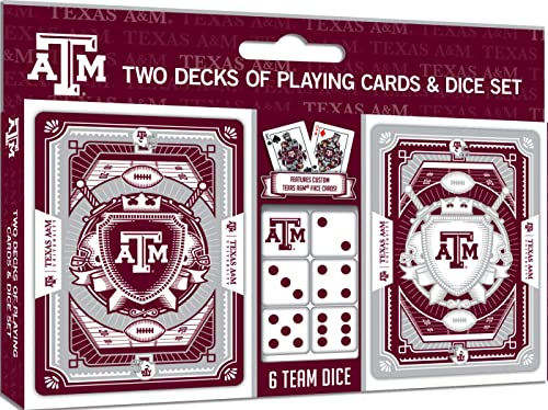 Image of MasterPieces Game Day - NCAA Texas A&M Aggies 2-Pack Playing Cards & Dice Pack - Officially Licensed Set for Adults and Family