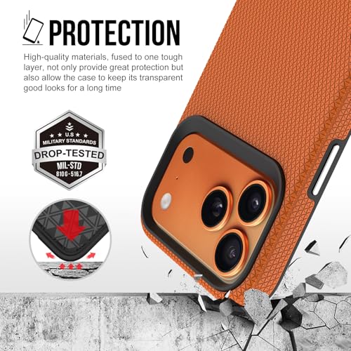 Image of NOXO Ultra-Hybrid Triangle Back Case Cover for iPhone 17 Pro | Shockproof Design | Camera Protection | Soft TPU & Rugged PC | Bumper Cases and Covers (Cosmic Orange)