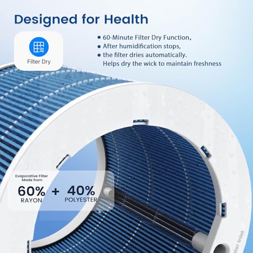 Powerscale MF6 Evaporative Humidifiers for Bedroom, 1.8 Gal Top-Fill, Up to 700mL/h Mist-Free Output, WiFi Smart Touchscreen Control, Auto Filter Dry, Electrolysis Self-Clean, Quiet Sleep Mode - image 4
