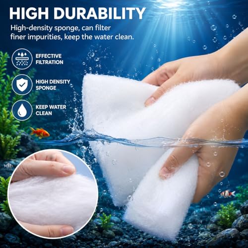 Image of DESPACITO 6pcs Fish Tank Filter Sponge Aquarium Filter Sponge Pad Cotton for Fish Tank Washable & Reusable Biochemical Sponge for Aquarium Filters Media Accessories Filtration Foam 38x12x2cm Thickness
