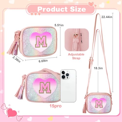 Personalized Toddler Purse for Girls 2–10, Cute Little Girl Purse & Kids Wallet, Small Initial Shoulder Crossbody Bag, Birthday & Christmas Gift for Daughter(Rainbow,M)2