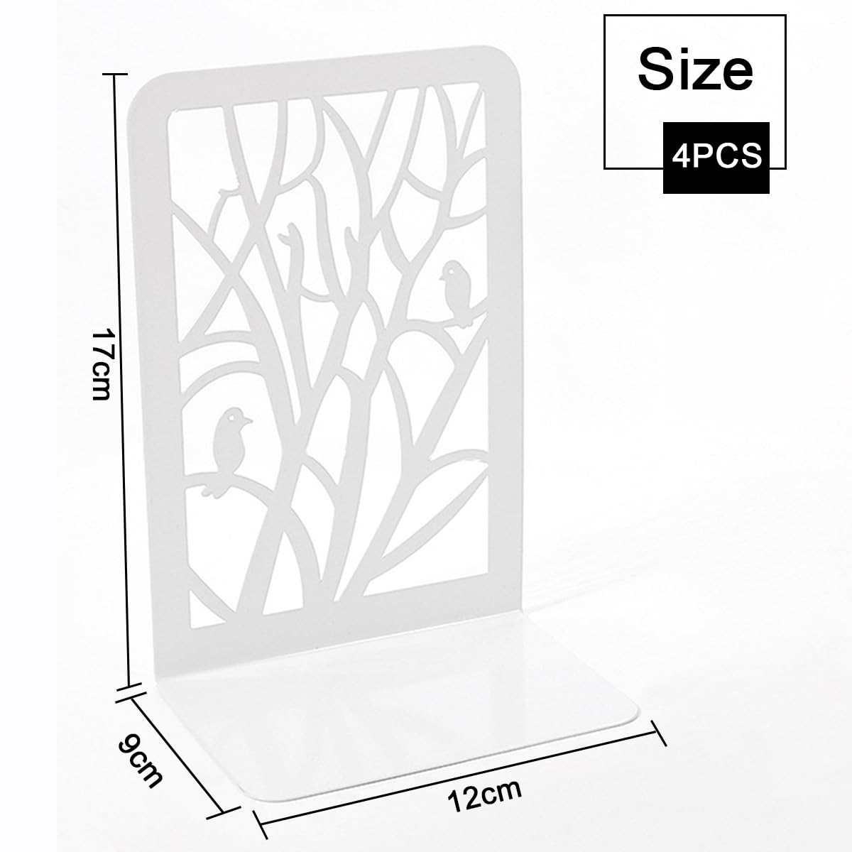 LOSYHU 4 Pcs White Bookends Anti Slip Book Stopper - Image 2