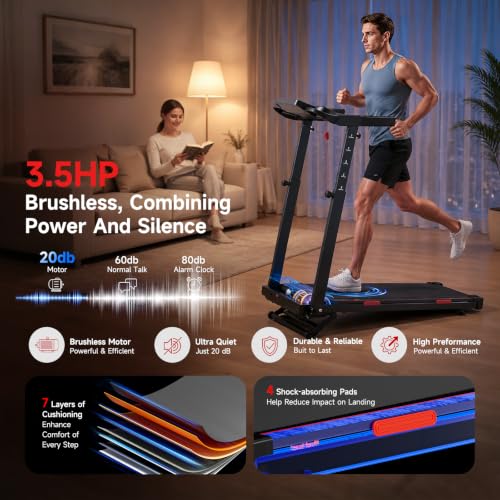 Image of EVKRUN 41 inchx16 inch Belt Walking Pad with Adjustable Handlebar, 20% Auto Incline
