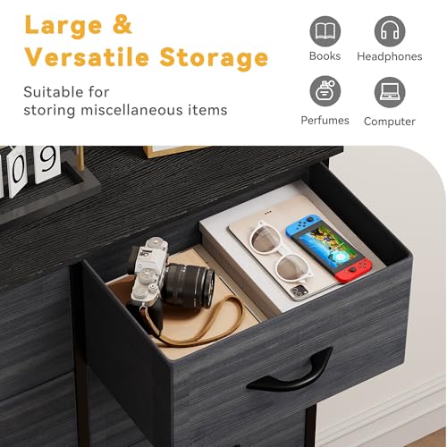 DWVO Dresser with 8 Drawers - Fabric Storage Tower, Organizer Unit for Bedroom, Hallway, Closets - Sturdy Steel Frame, Wooden Top & Easy Pull Fabric Bins