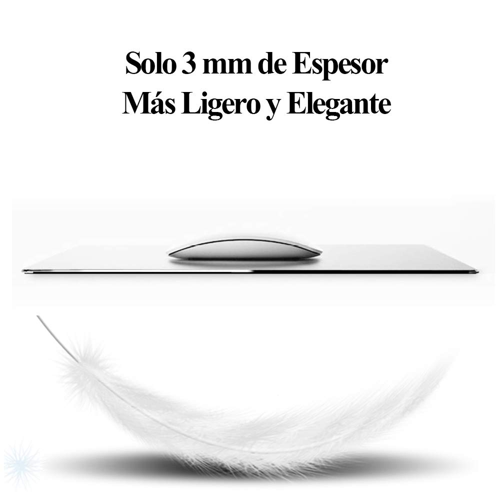 Alfombrilla de Ratón Aluminio Gaming PC Alfombrilla para Ratón Metalica Mouse Pad con Base PU Goma Impermeable Cojín de Ratón Lavable Antideslizante Mousepad para Ordenador Portátil Oficina