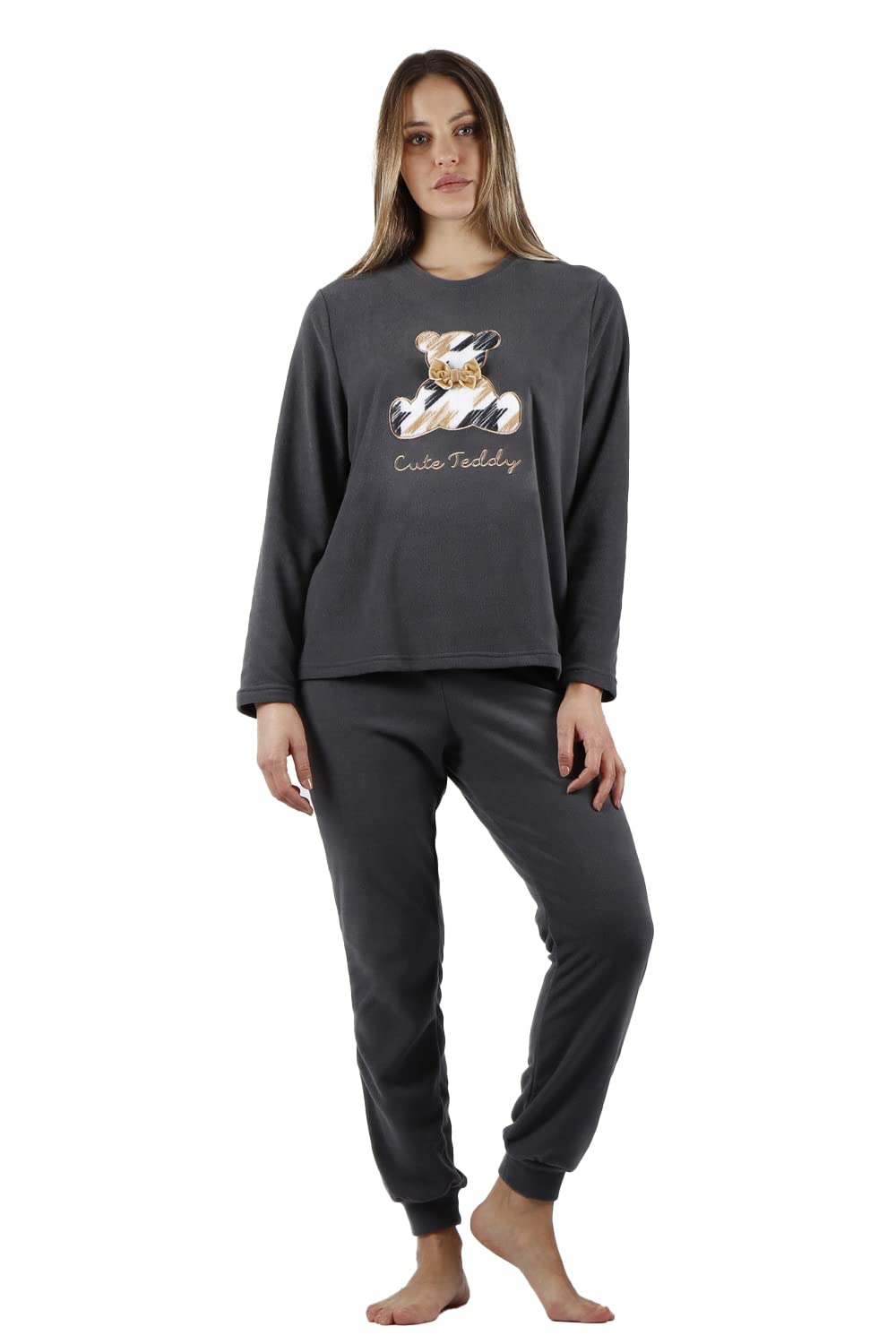ADMAS Pijama calentito Manga Larga Cute Teddy para Mujer