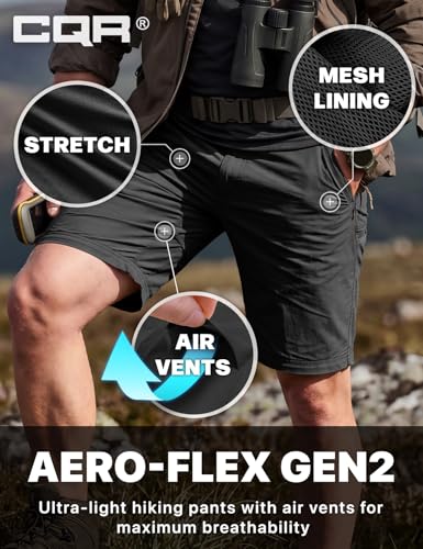 Image of CQR Men's Convertible Cargo Tactical Pants, Water Resistant Outdoor Hiking Pants, Zip Off Lightweight Stretch Work Pants