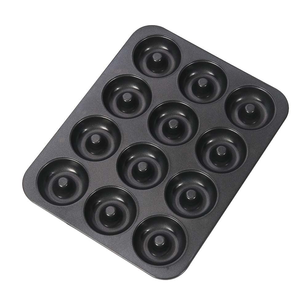 CANDeal Bandeja para hornear rosquillas de 12 agujeros Lata para rosquillas, Lata para hornear rosquillas antiadherente, Lata para pasteles de rosquillas, Molde para rosquillas Bandejas