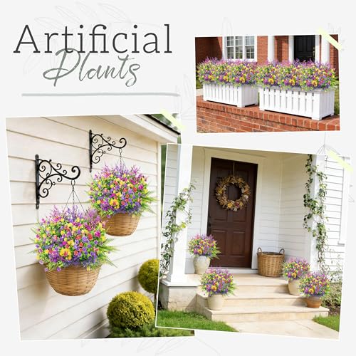 Der Rose 24 Bundles UV Resistant Fake Flowers Artificial Flowers for Outdoors for Garden Patio Porch Window Box Decor image 3