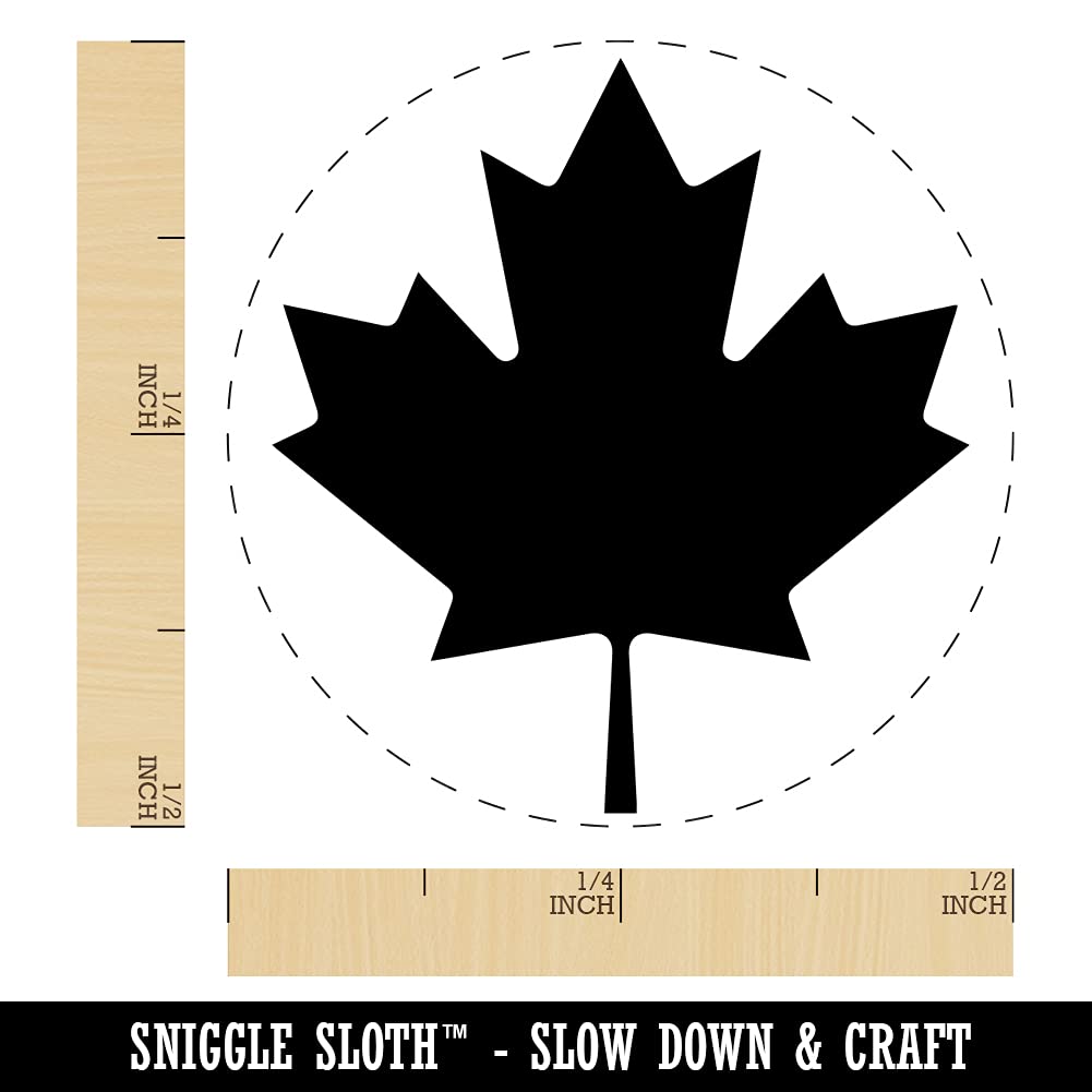 Canada Maple Leaf Self-Inking Rubber Stamp Ink Stamper for Stamping Crafting Planners - 1/2 Inch Mini - Black Ink