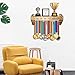 GAHEUNBB Medal and Trophy Display Shelf with Hooks, Wooden Medal Holder Trophy Hanger Rack, Wall Mounted Trophy Race Metal Hanger Awards Display, Wood Color