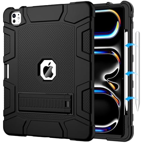 MARIWIVI Case for iPad Pro 13 inch Case 2024 (M4), iPad 13 Pro Case with Pencil Holder, Built-in Stand Shockproof Rugged Protective Cover for iPad Pro 13 inch 2024 7th Gen, Black Cover