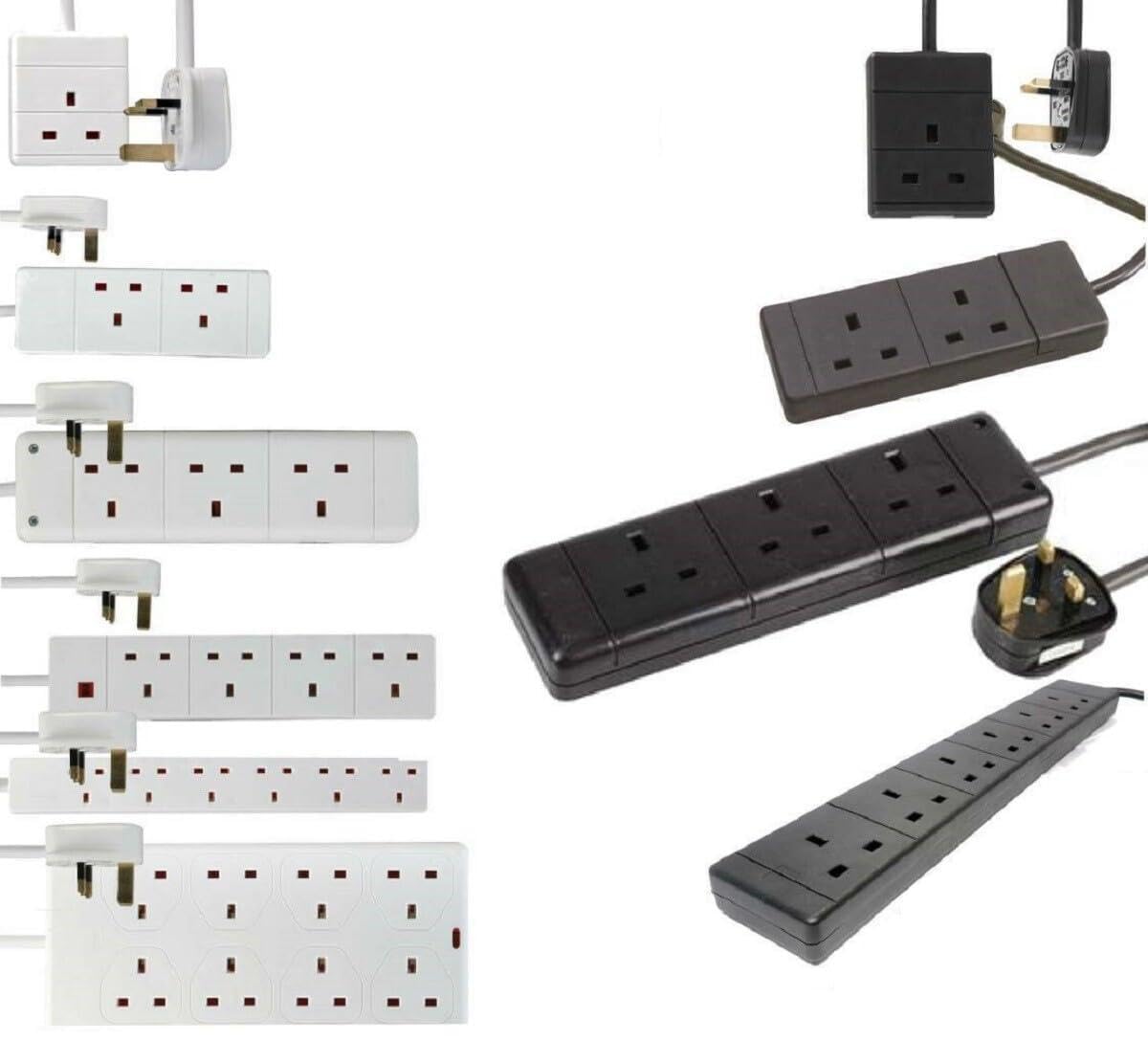 Socket Extension Lead, 1m/2m/3m/5m/10m Cable with Neon Power Indicator, Multi-Plug Strip for Home or Office, Wall Mountable (1 Gang, 5M)