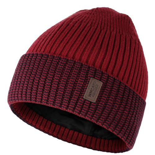 Image of Wmcaps Warm Beanie for Men Women, Fleece Lined Beanie Warm Winter Caps Unisex Fashion Knit Cuffed Cap