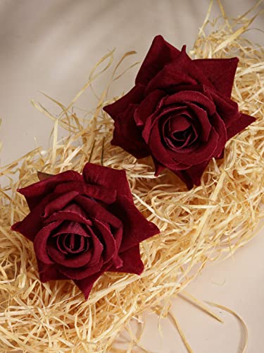 Image of Vogue Hair Accessories Light Weight Rose Flower Bun Maker Juda Pins Hair Accessories (Maroon Set -2)