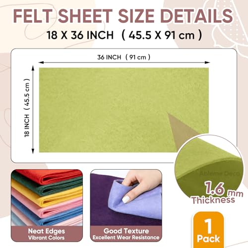 Image of Soft Felt Fabric Sheet 18 inch x 36 inch, 1.6mm Acrylic Craft Felt, Olive Green | Soft Thick Felt by The Yard, Large Precut Sheet, Nonwoven Fabric for Sewing DIY Crafts, Classroom & Home Decor