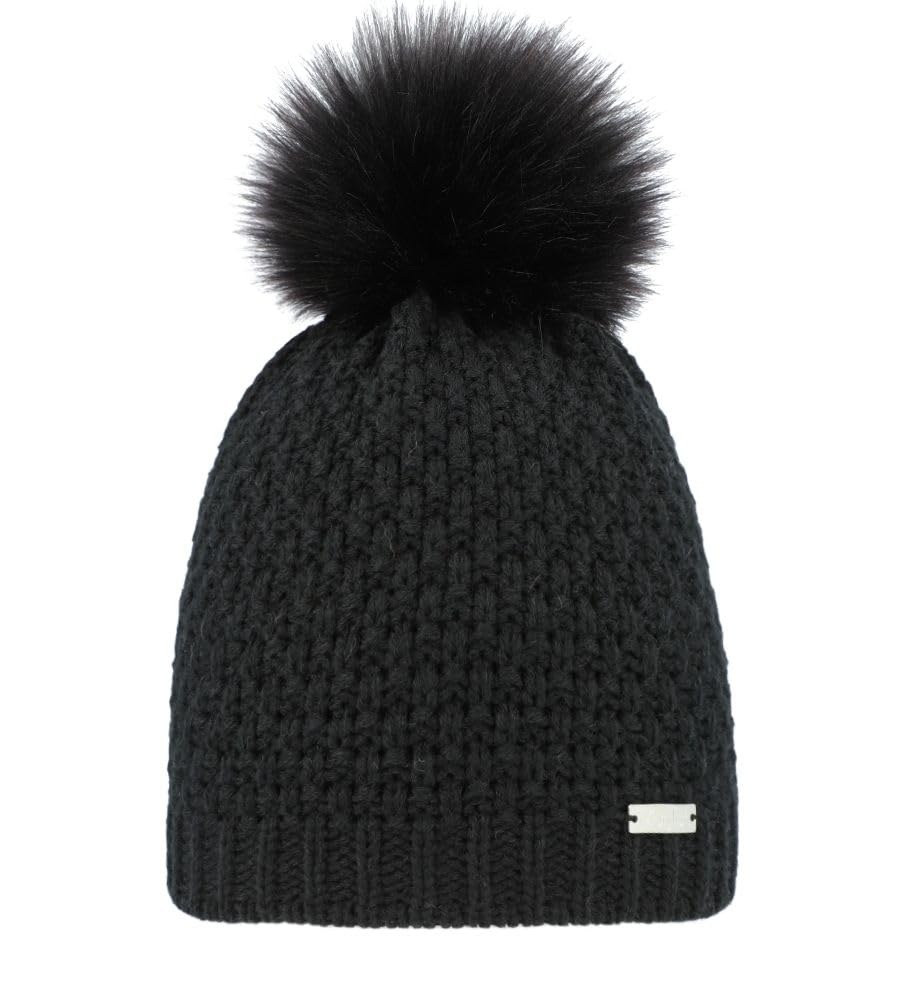 Eisglut Strickmütze mit Kunstfellbommel Lilottal Made in Germany