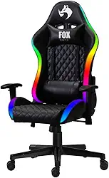 Cadeira Gamer Fox Racer até 130kgs com RGB e Iluminação LED com almofadas Reclinável Preta