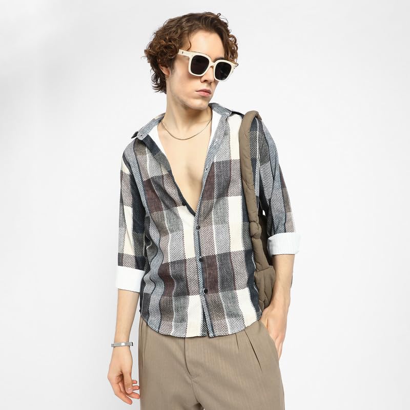 Image of CAHOOT Men's Shacket for Casual Wear | Spread Collar | Long Sleeve | Button Closure | Overshirt /Shacket Crafted with Comfort Fit for Everyday Wear