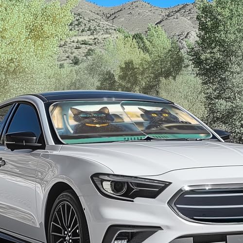 Image of Fashion Cat Car Interior Accessories Sun Protection Easy to Install Automotive Windshield Sunshades Keep Cool UV Rays Protection for Most Sedan Truck Van 28.5 x 25.5 inches