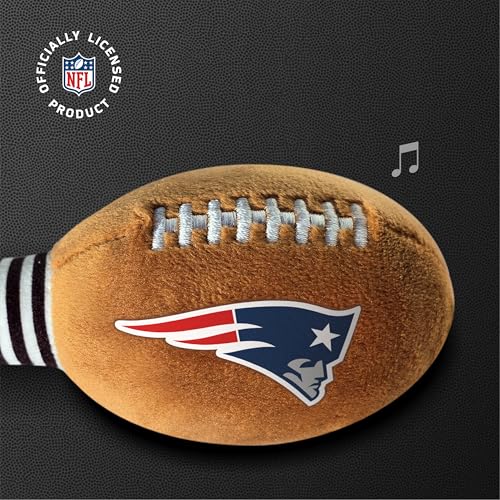 Image of New England Patriots Plush Football Rattle by Smilo - Officially Licensed NFL Baby Rattle Toy - Soft Baby Rattle with Bell - for Babies and Toddlers from 3 Months