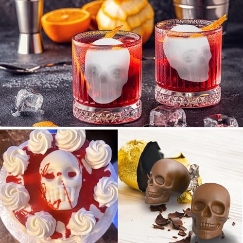 Molde de silicona para cubos de hielo calavera 4 cavidades miniatura 4