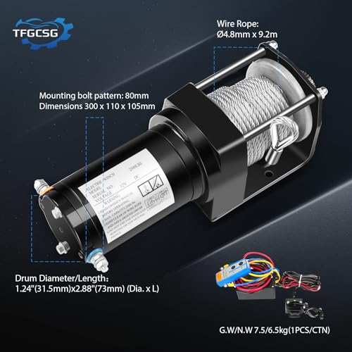 Winch eléctrico 2500LBS con control remoto inalámbrico miniatura 5