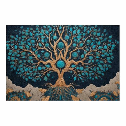 Arbre de la vie peinture sur toile pour déco murale de salle de bain