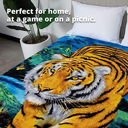 Dawhud Direct Moonlight Tiger Fleece Blanket For Bed, 75" X 90" Queen Size Tiger Fleece Throw Blanket For Women, Men And Kids - Super Soft Plush Tiger Blanket Throw Fleece Blanket Animal Blanket #TOP4