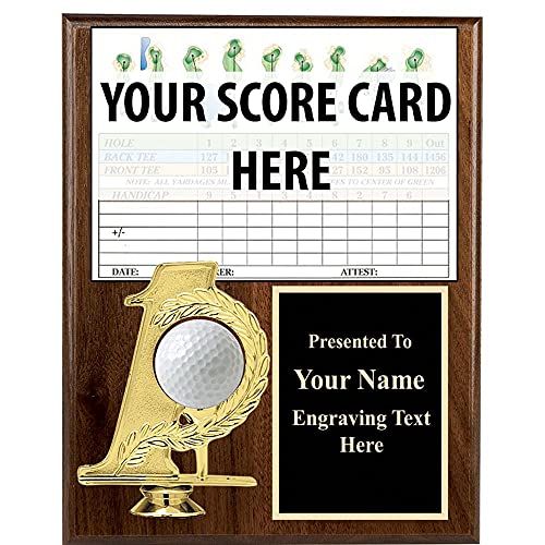 Custom Engraved 9 x12 Golf Hole in One Score Card Plaque, Personalized Golf Awards, Engraving Included, Prime