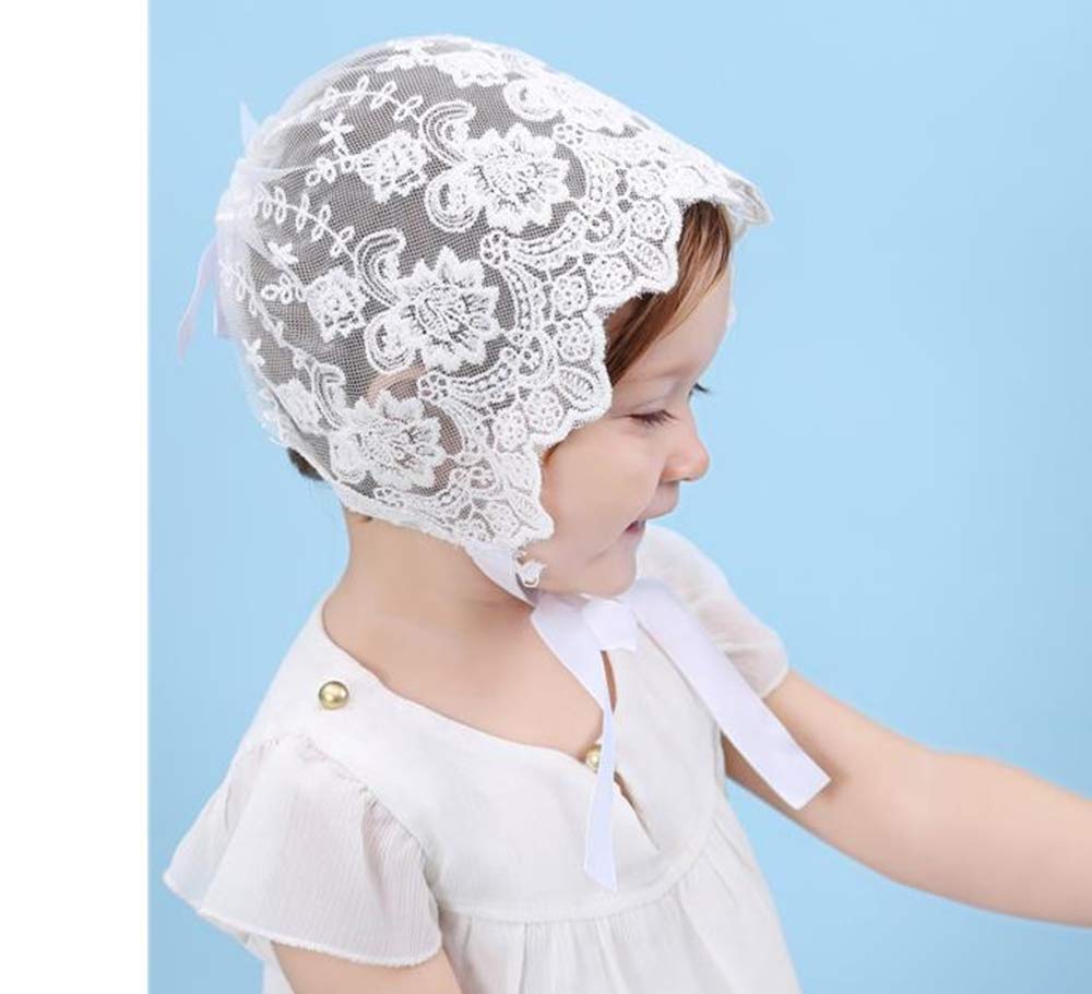 XYX Señoras niños pequeños Breath Lacy Bonnet Eyelet Algodón Ajustable Sombrero de Protección Solar